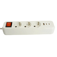 Удлинитель 3-местный с/з с выключ. STEKKER HM071-31-02 3x1мм2, 2м, 250В, 16А, 1USB+2C, 2.4A, сер Home, белый 50136 Удлинитель 3-местный с/з с выключ. STEKKER HM071-31-02 3x1мм2, 2м, 250В, 16А, 1USB+2C, 2.4A, сер Home, белый 50136