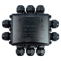 Распределительная коробка STEKKER LD554, количество вводов: 10, поликарбонат, нейлон, цвет черный, размер 183.1*163,1*59,4мм. 50556