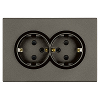 Розетка 2-местная с защитной шторкой, STEKKER, с/з, 250В, 16А, серия Эмили, RST16-5114-09, антрацит, soft touch 49934