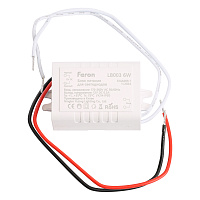 Трансформатор электронный для светодиодной ленты 6W 12V (драйвер), LB003 FERON Артикул 21480 Трансформатор электронный для светодиодной ленты 6W 12V (драйвер), LB003 FERON Артикул 21480