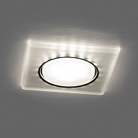 Светильник встраиваемый с белой LED подсветкой Feron CD5022 потолочный GX53 без лампы, белый матовый 32661 Светильник встраиваемый с белой LED подсветкой Feron CD5022 потолочный GX53 без лампы, белый матовый 32661