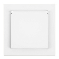 Розетка 1-местная с крышкой с защ. штор, STEKKER, с/з, 250В, 16А, серия Мия, RST16-3112-01, белая магнолия 50441