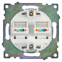 Розетка компьютерная 2-местная RJ-45 (механизм) STEKKER GLS00-7109-01 , серия Катрин, белый 50003 Розетка компьютерная 2-местная RJ-45 (механизм) STEKKER GLS00-7109-01 , серия Катрин, белый 50003
