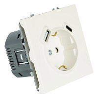 Розетка 1-местная з/ш с/з 16А + USB + Type C (механизм), Stekker, 250В, 20W, серия Эмили, белый фарфор, soft-touch, RST16-5119-01   50217 Розетка 1-местная з/ш с/з 16А + USB + Type C (механизм), Stekker, 250В, 20W, серия Эмили, белый фарфор, soft-touch, RST16-5119-01   50217