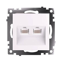 Розетка компьютерная 2-местная RJ-45 (механизм) STEKKER GLS00-7109-01 , серия Катрин, белый 50003