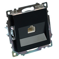 Розетка компьютерная 1-местная RJ-45 (механизм), STEKKER GLS00-7107-05, серия Катрин, черный 39613