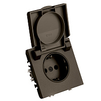 Розетка 1-местная с крышкой с защ. штор, STEKKER, с/з, IP42, 250В, 16А, серия Эмили, RST16-5112-09, антрацит, soft touch 49933