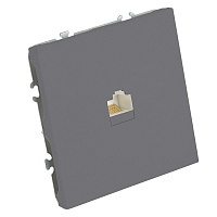 Розетка компьютерная 1-местная RJ-45 (механизм), STEKKER, серия Эмили, RST00-5117-10, платиново-серый, soft touch 49951