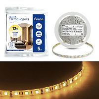 Светодиодная LED лента Feron LS607, 60SMD(5050)/m 14.4W/m 12V 5m 3000К Артикул 27654 Светодиодная LED лента Feron LS607, 60SMD(5050)/m 14.4W/m 12V 5m 3000К Артикул 27654