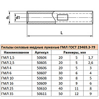 LD-GML-16-6 Гильза медная луженая ГМЛ 16-6  ГОСТ 23469.3-79 50609