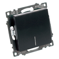 Выключатель 1-клавишный c индикатором (механизм) STEKKER GLS10-7101-05, 250В, 10А, серия Катрин, черный 39605