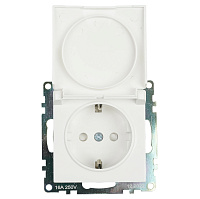 Розетка 1-местная с/з с крышкой (механизм), STEKKER GLS16-7112-01, 250В, 16А с защитной шторкой, серия Катрин, белый 39302
