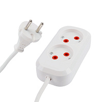 Удлинитель 3-местный б/з Stekker, HM01-30-03, 3м, 2x0,75, серия Home (У10-430), белый 39210