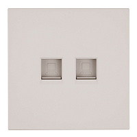 Розетка компьютерная 2-местная RJ-45 (механизм), STEKKER,  серия Мия, RST00-3111-08, пудровый жемчуг 50481