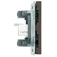 Розетка компьютерная 2-местная RJ-45 (механизм), STEKKER, серия Эмили, RST00-5111-09, антрацит, soft touch 49926