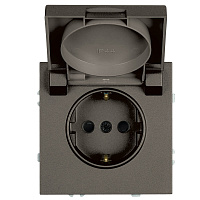 Розетка 1-местная с крышкой с защ. штор, STEKKER, с/з, 250В, 16А, серия Эмили, RST16-5112-09, антрацит, soft touch 49933
