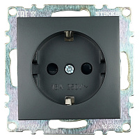 Розетка 1-местная с/з (механизм), STEKKER GLS16-7110-05, 250В, 16А с защитной шторкой, серия Катрин, черный 39610