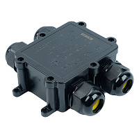 Распределительная коробка STEKKER LD552, количество вводов: 4, поликарбонат, нейлон, цвет черный, размер 114,4*106,7*35,3мм. 50554