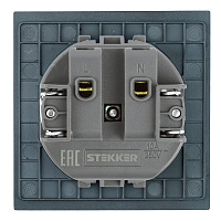 Розетка 1-местная с защитной шторкой (механизм), STEKKER, б/з, 250В, 16А, серия Мия, RST16-3109-05, черный бархат 50453