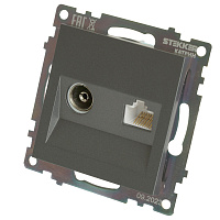 Розетка TV + компьютерная RJ-45 (механизм), серия Катрин, графит, GLS00-7106-06 49417 Розетка TV + компьютерная RJ-45 (механизм), серия Катрин, графит, GLS00-7106-06 49417